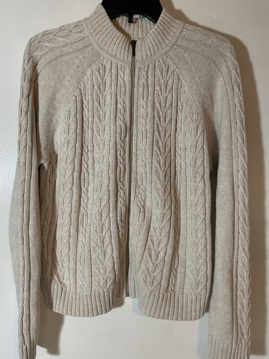 Pendleton Sweaters - Pendleton Women’s Cream Cable Knit Sweater – Size L, Excellent Vintage Condition